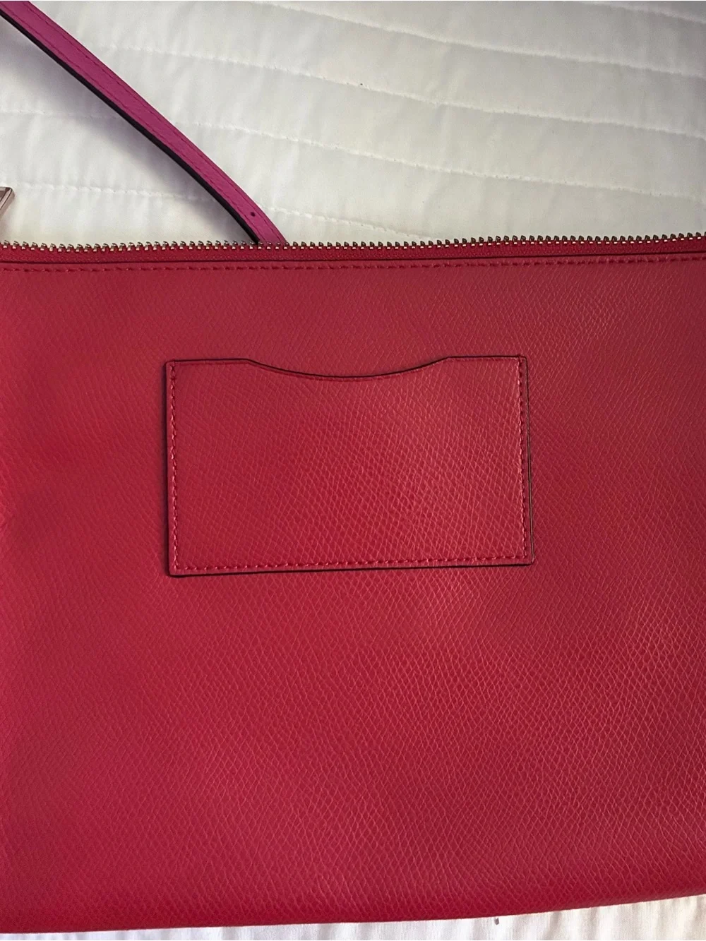 Coach Red and Orange Leather Crossbody with Pink strap.